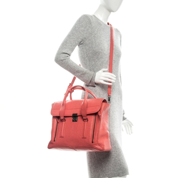 PHILLIP LIM 3.1 Textured Calfskin Large Pashli Satchel Coral - Picture 2 of 16